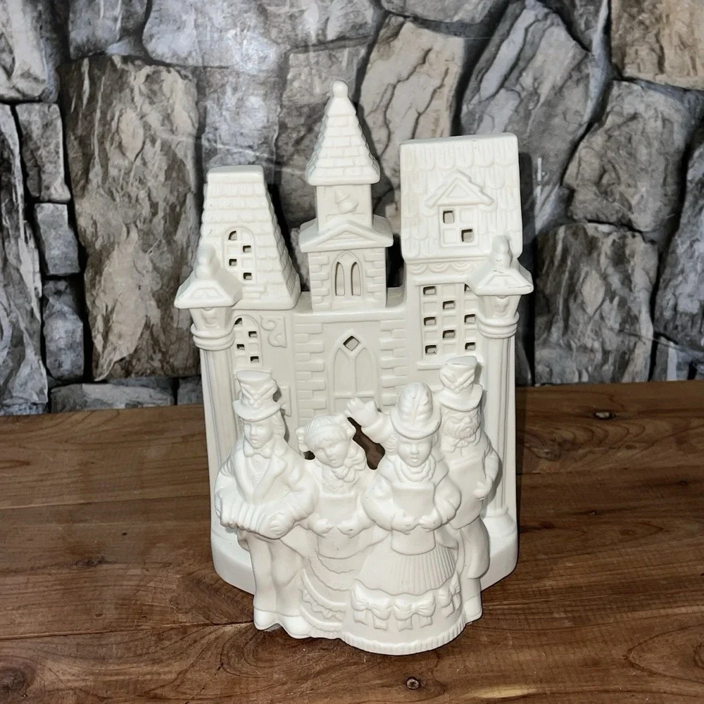 Partylite Village Christmas Carolers Tealight Candle Holder P0204 White Bisque - Picture 2 of 10
